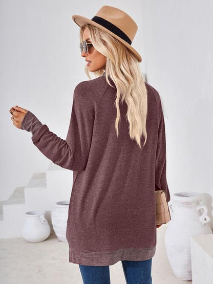 Contrast Mock Neck Long Sleeve T-Shirt