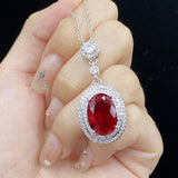 Silver-Plated Artificial Gemstone Pendant Necklace