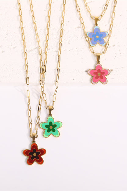 Flower Pendant Stainless Steel Necklace