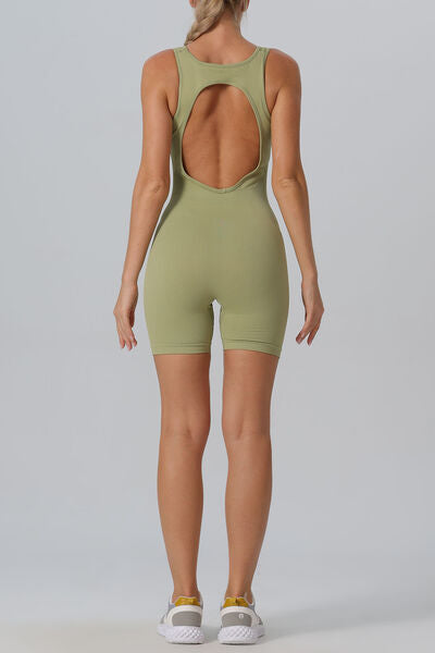 Cutout Scoop Neck Active Romper