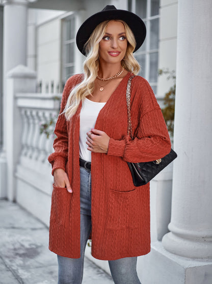 Open Front Dropped Shoulder Longline Cardigan