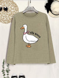 Goose Graphic Round Neck Long Sleeve T-Shirt