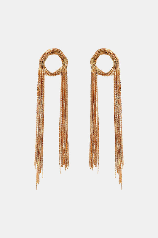 Round Shape Fringed Copper Earrings