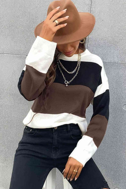 Longing For Fall Color Block Sweater