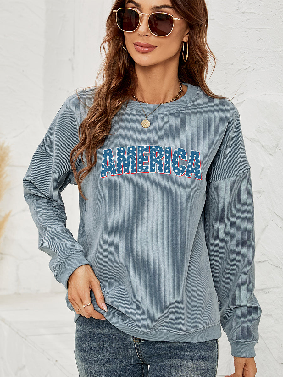 AMERICA Graphic Dropped Shoulder Sweatshirt