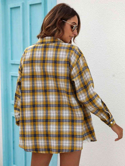 Plaid Collared Neck Button Down Shirt