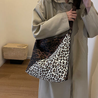 Leopard Contrast Adjustable Strap Shoulder Bag