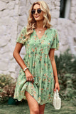 Floral Notched Flutter Sleeve Mini Dress