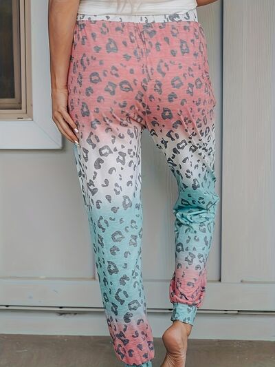 Drawstring Leopard Pants with Pockets