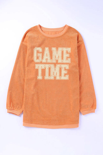 GAME TIME Round Neck Long Sleeve Sweatshirt