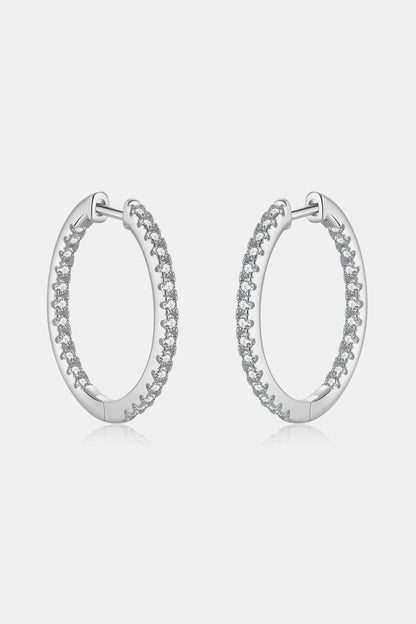 Inlaid Zircon 925 Sterling Silver Huggie Earrings