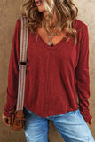 Exposed Seam V-Neck Long Sleeve T-Shirt