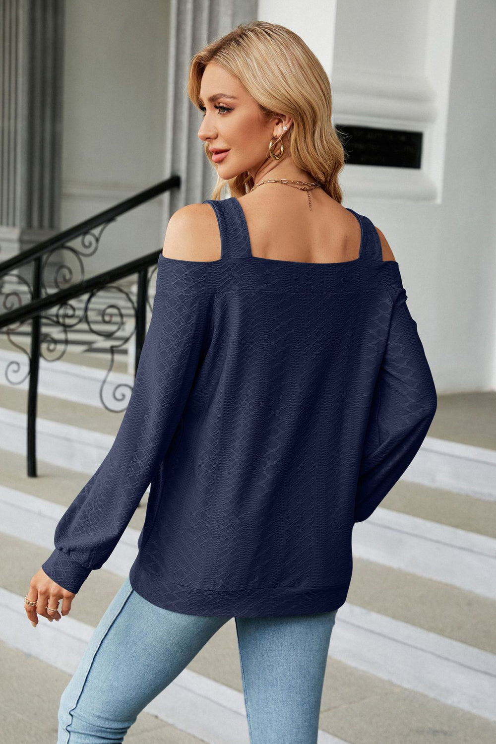 Cold Shoulder Square Neck Cutout Blouse