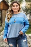 Plus Size Waffle-Knit Slit Long Sleeve T-Shirt