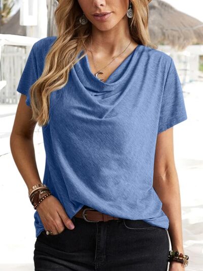 Cowl Neck Short Sleeve T-Shirt