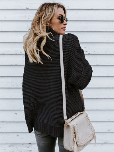 Turtleneck Dropped Shoulder Sweater