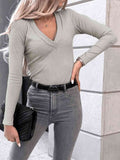 V-Neck Long Sleeve Blouse