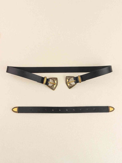 Double Buckle PU Leather Belt