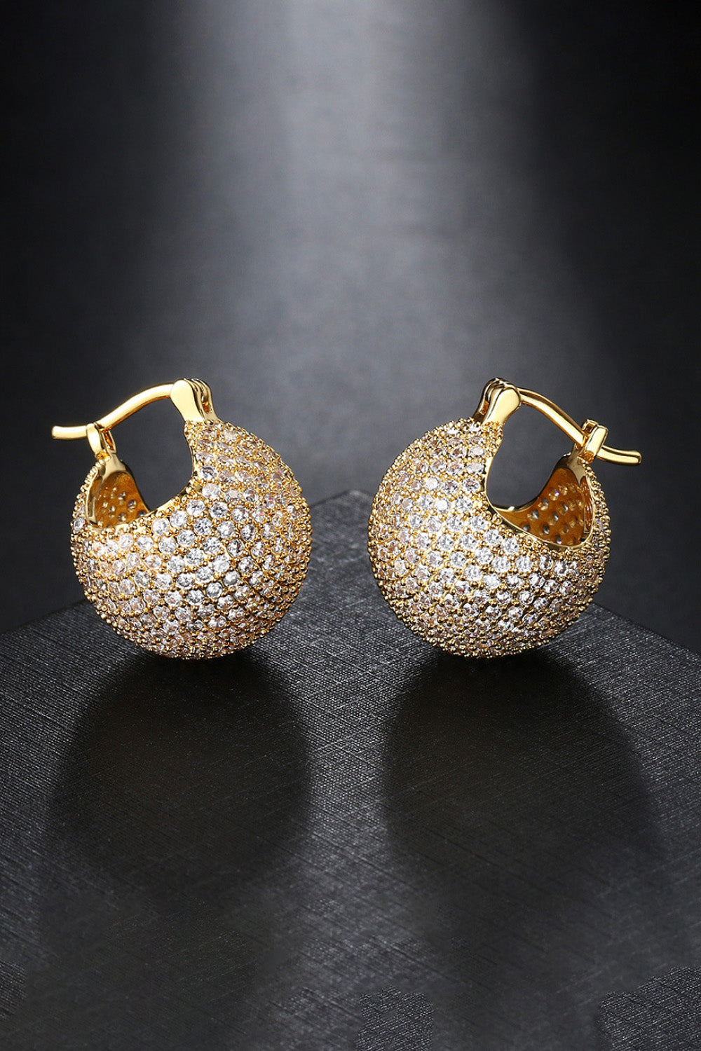 Inlaid Cubic Zirconia Brass Earrings