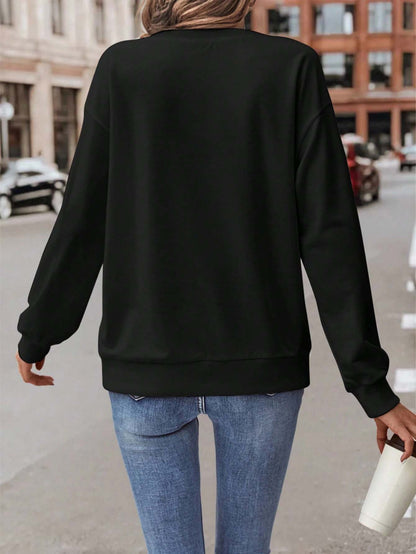 Sequin Heart Dropped Shoulder Sweatshirt