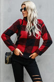 Half Zip Plaid Turtleneck Sweatshirt