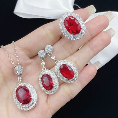 Silver-Plated Artificial Gemstone Dangle Earrings