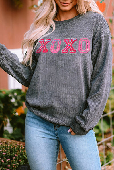 XOXO Round Neck Dropped Shoulder Sweatshirt