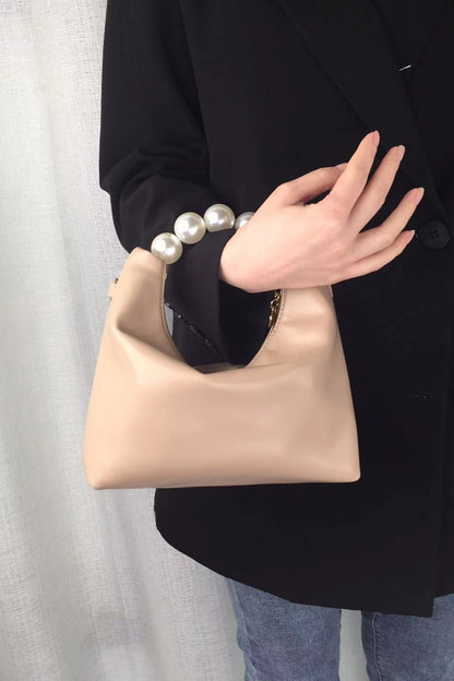 PU Leather Pearl Handbag