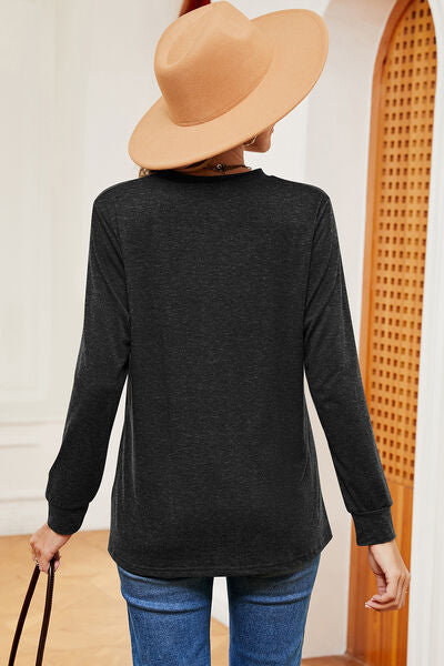 Notched Long Sleeve T-Shirt