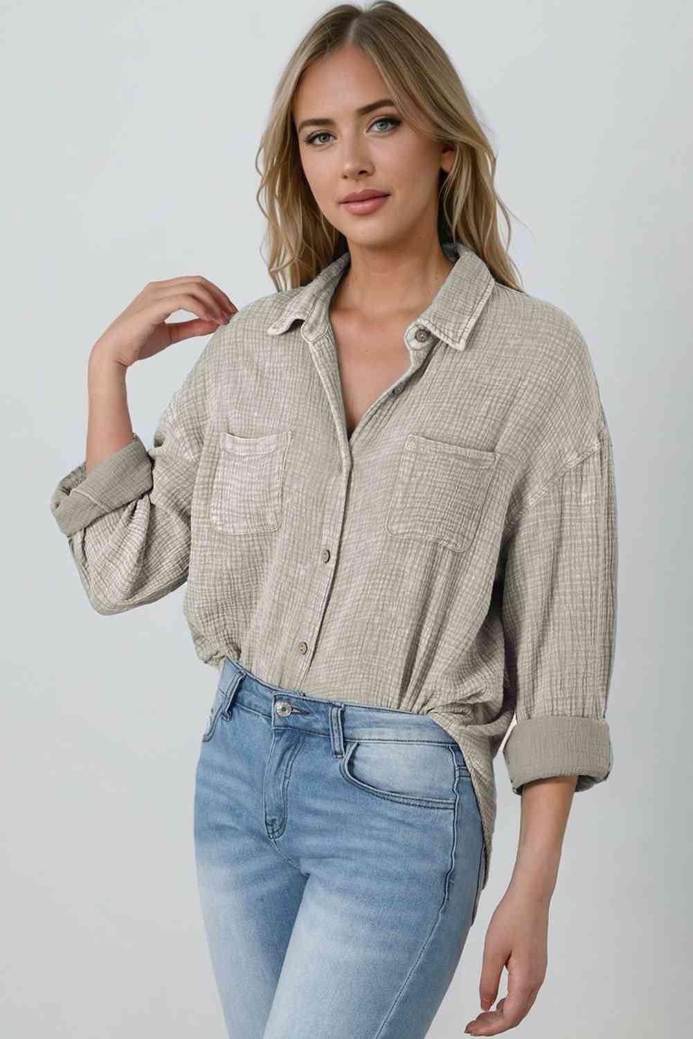 Textured Button Down Shirt