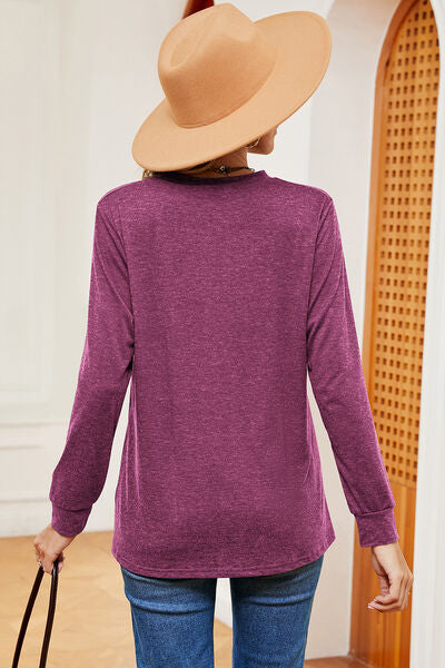 Notched Long Sleeve T-Shirt