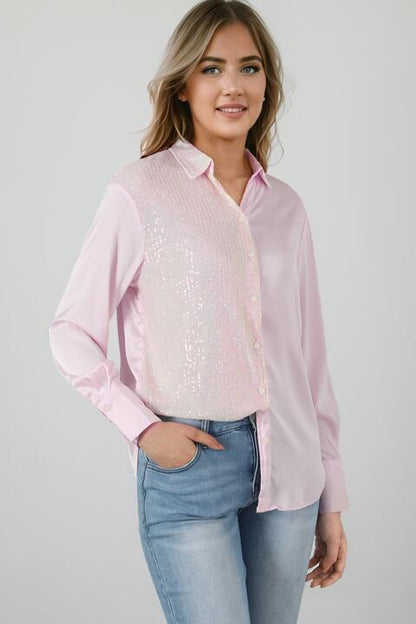 Sequin Long Sleeve Shirt