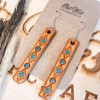 Geometric Leather Bar Earrings