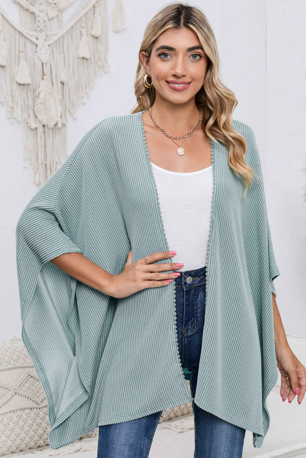 Open Front Dolman Sleeve Cardigan