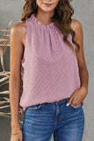 Frill Swiss Dot Round Neck Tank