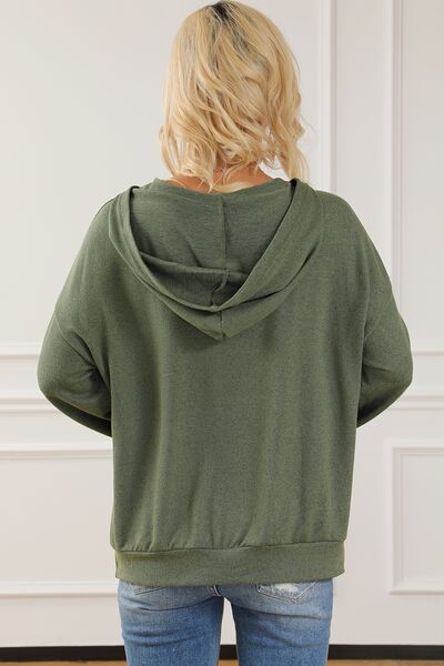 Tied Kangaroo Pocket Dropped Shoulder Hoodie