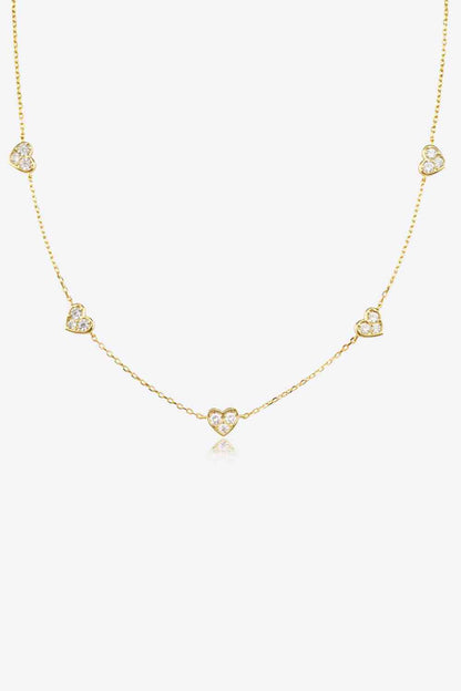 Inlaid Zircon Heart Necklace