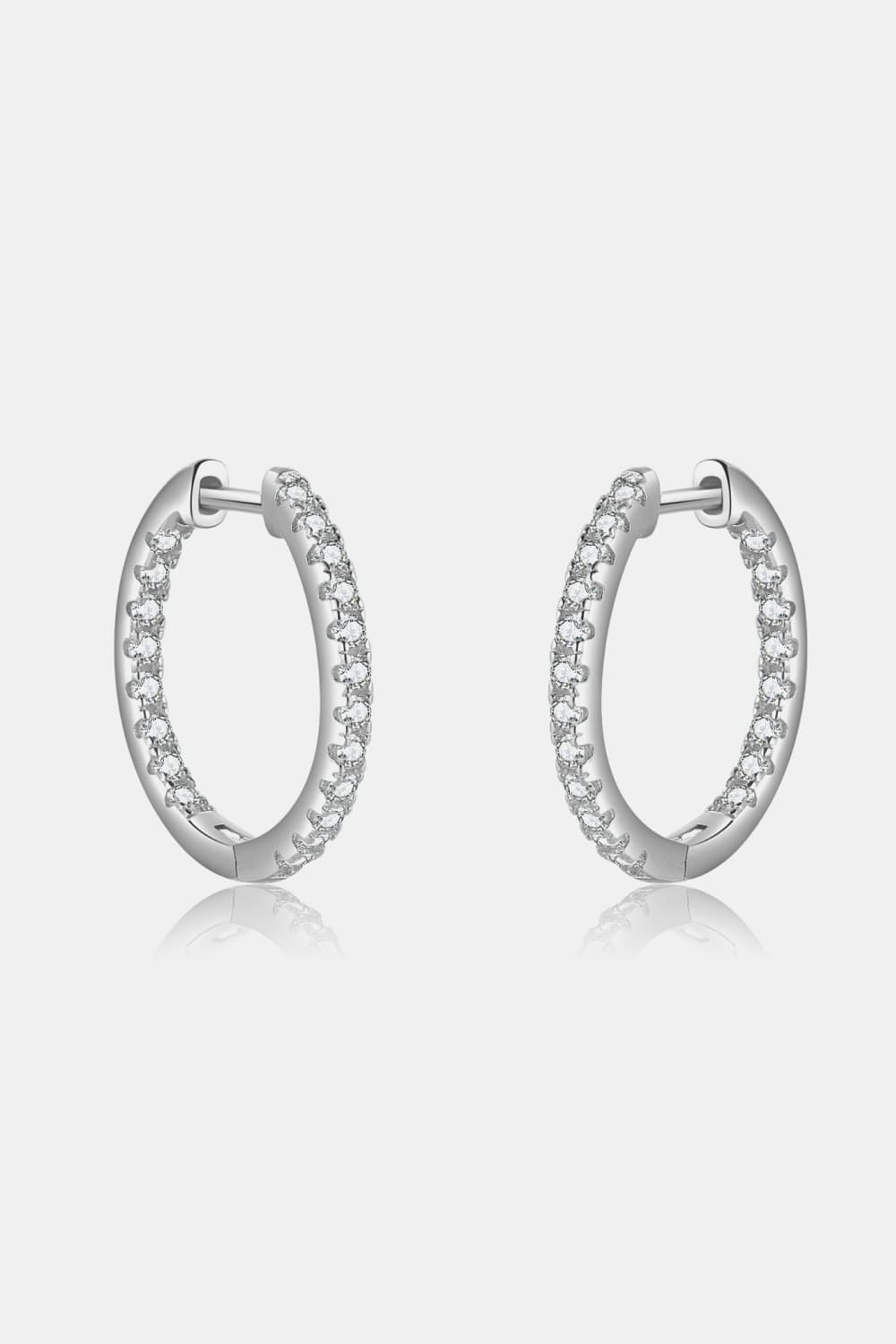 Inlaid Zircon 925 Sterling Silver Huggie Earrings