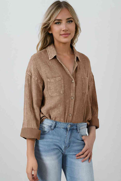 Textured Button Down Shirt