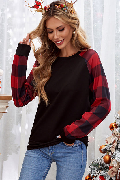 Buffalo Plaid Long Sleeve Sweatshirt