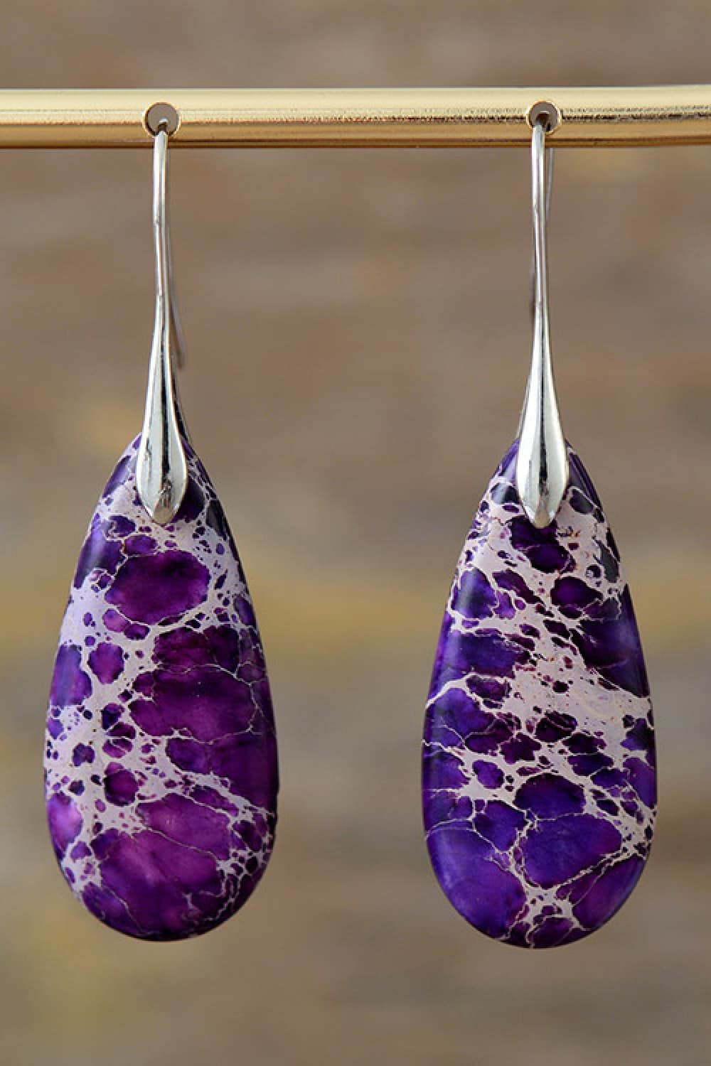 Handmade Teardrop Shape Natural Stone Dangle Earrings