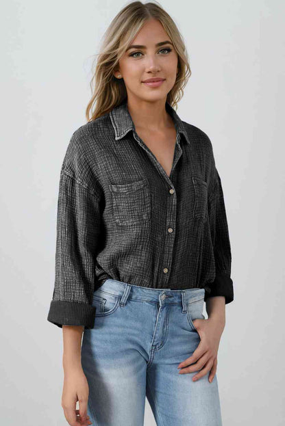 Textured Button Down Shirt