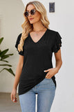 Ruffled V-Neck Flutter Sleeve T-Shirt