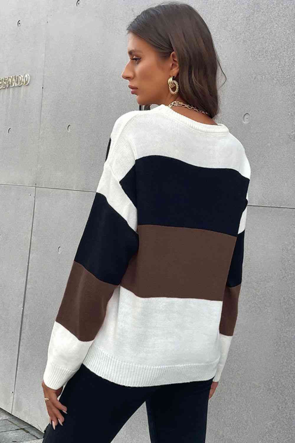 Longing For Fall Color Block Sweater