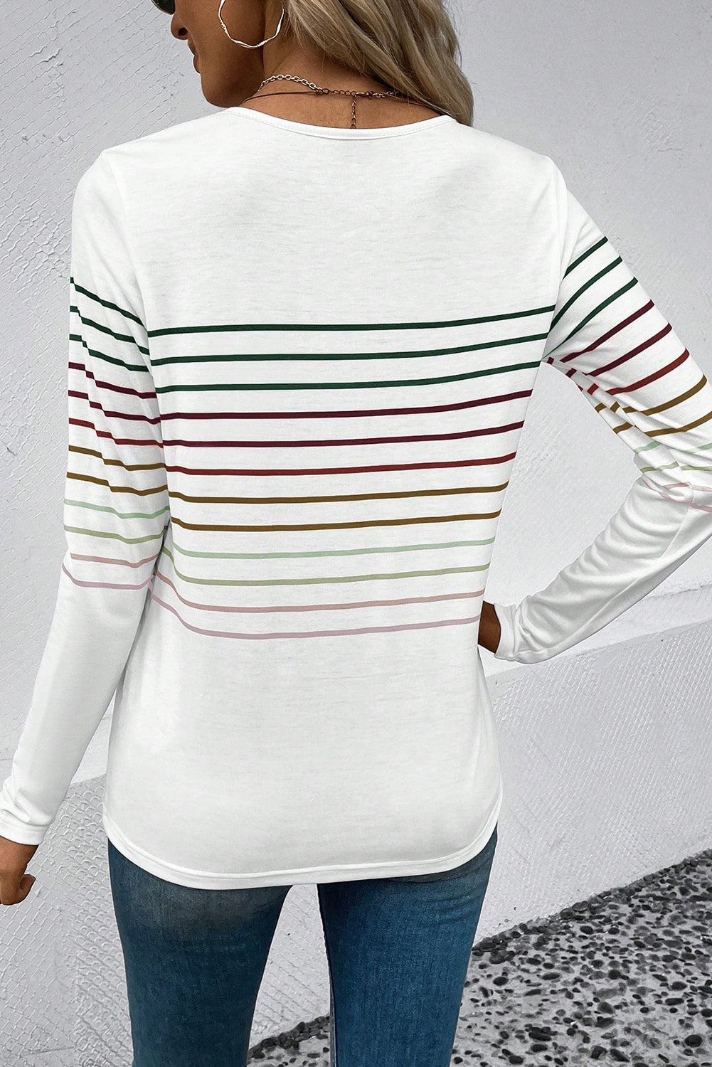 Striped Round Neck Long Sleeve T-Shirt