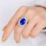 Platinum-Plated Artificial Gemstone Ring