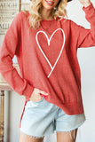 Slit Waffle-Knit Boat Neck Long Sleeve Sweatshirt