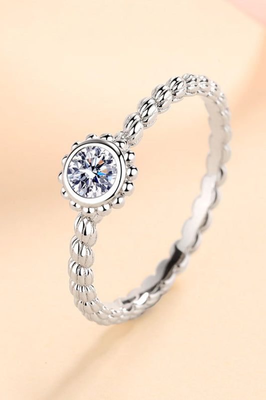 Moissanite Rhodium-Plated Ring