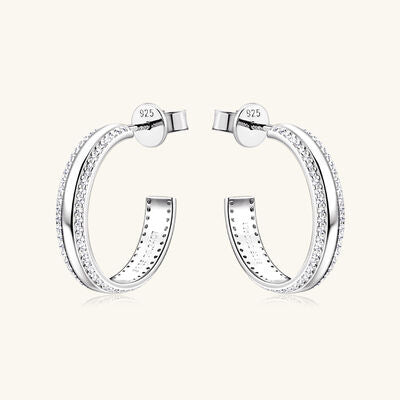 925 Sterling Silver Inlaid Moissanite C-Hoop Earrings