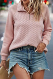 Texture Half Zip Long Sleeve Sweatshirt